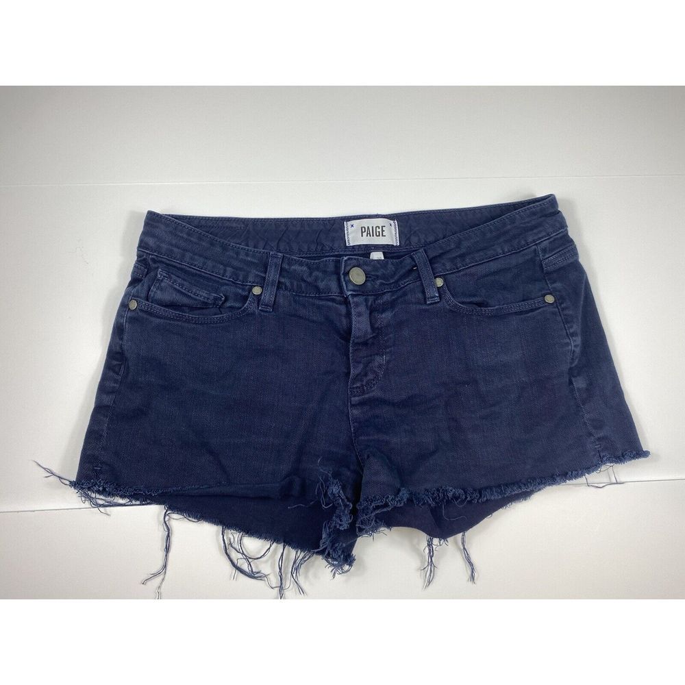Paige Women's Size 28 Jean Shorts Cut Off‎ Dark Wash Distressed Stretch Low Rise